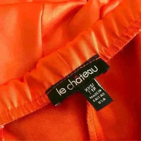 Orange Satin Prom Cocktail Event Dress - Picture 8 of 9